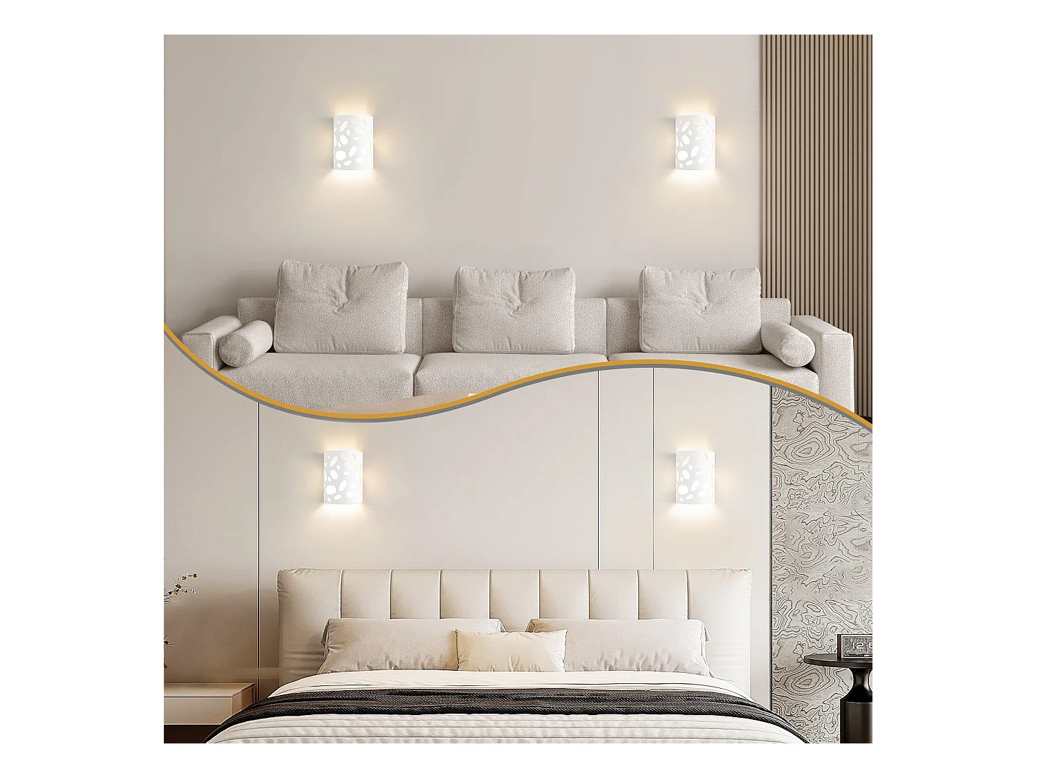 Applique murale d'intérieur NETTLIFE pour couloir - Éclairage vers le haut et vers le bas - Design moderne - E14