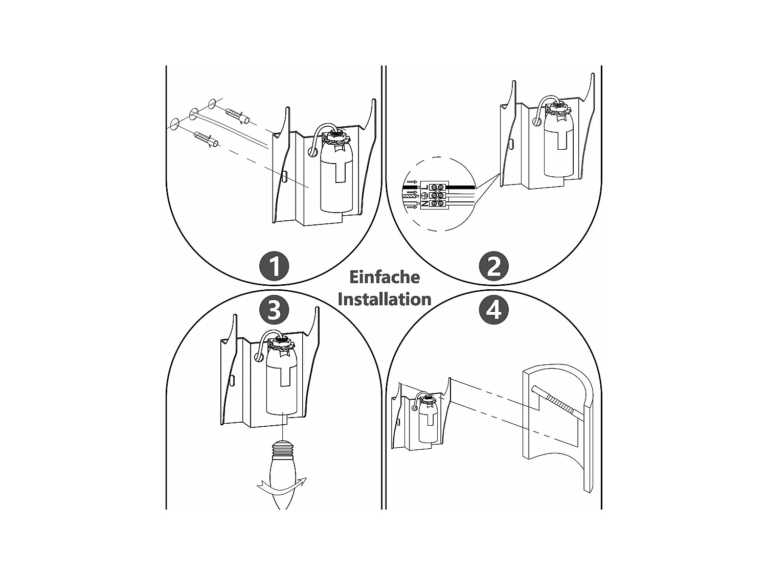 Applique murale d'intérieur NETTLIFE pour couloir - Éclairage vers le haut et vers le bas - Design moderne - E14