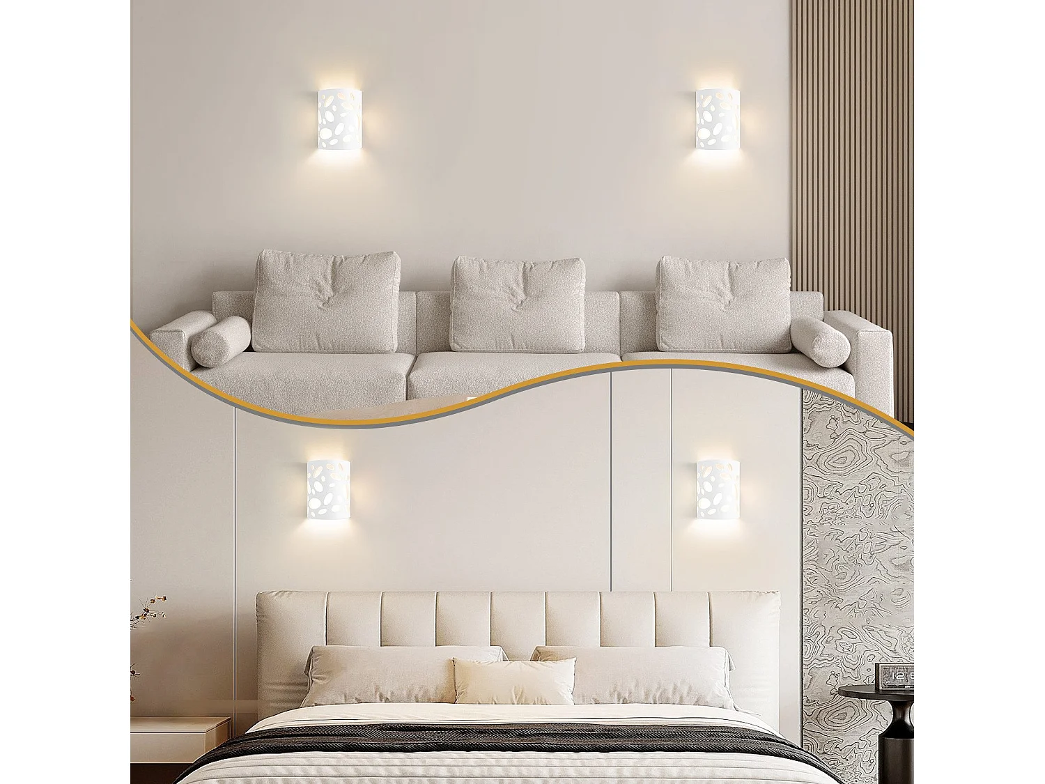 Applique murale d'intérieur NETTLIFE pour couloir - Éclairage vers le haut et vers le bas - Design moderne - E14