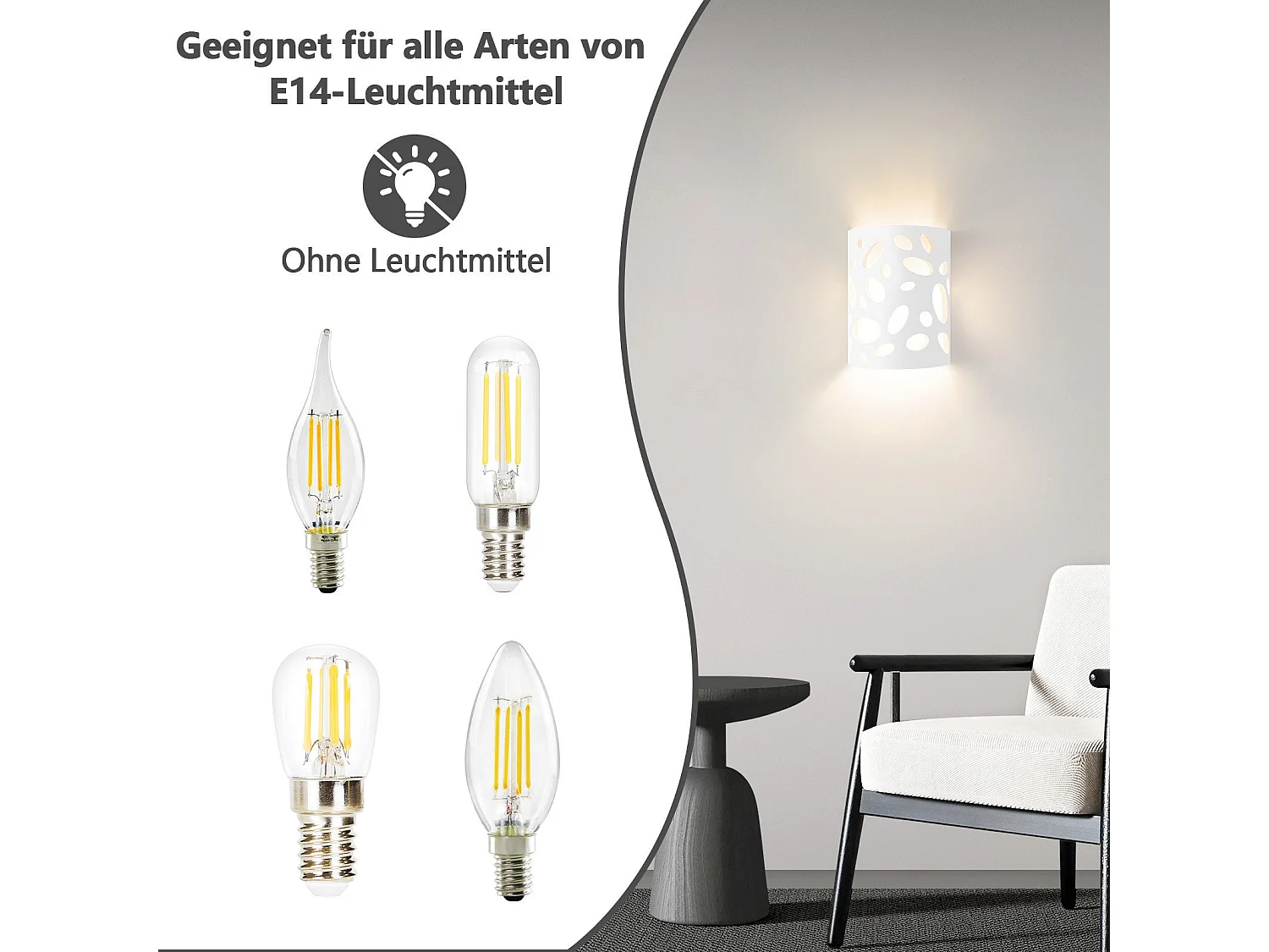 Applique murale d'intérieur NETTLIFE pour couloir - Éclairage vers le haut et vers le bas - Design moderne - E14