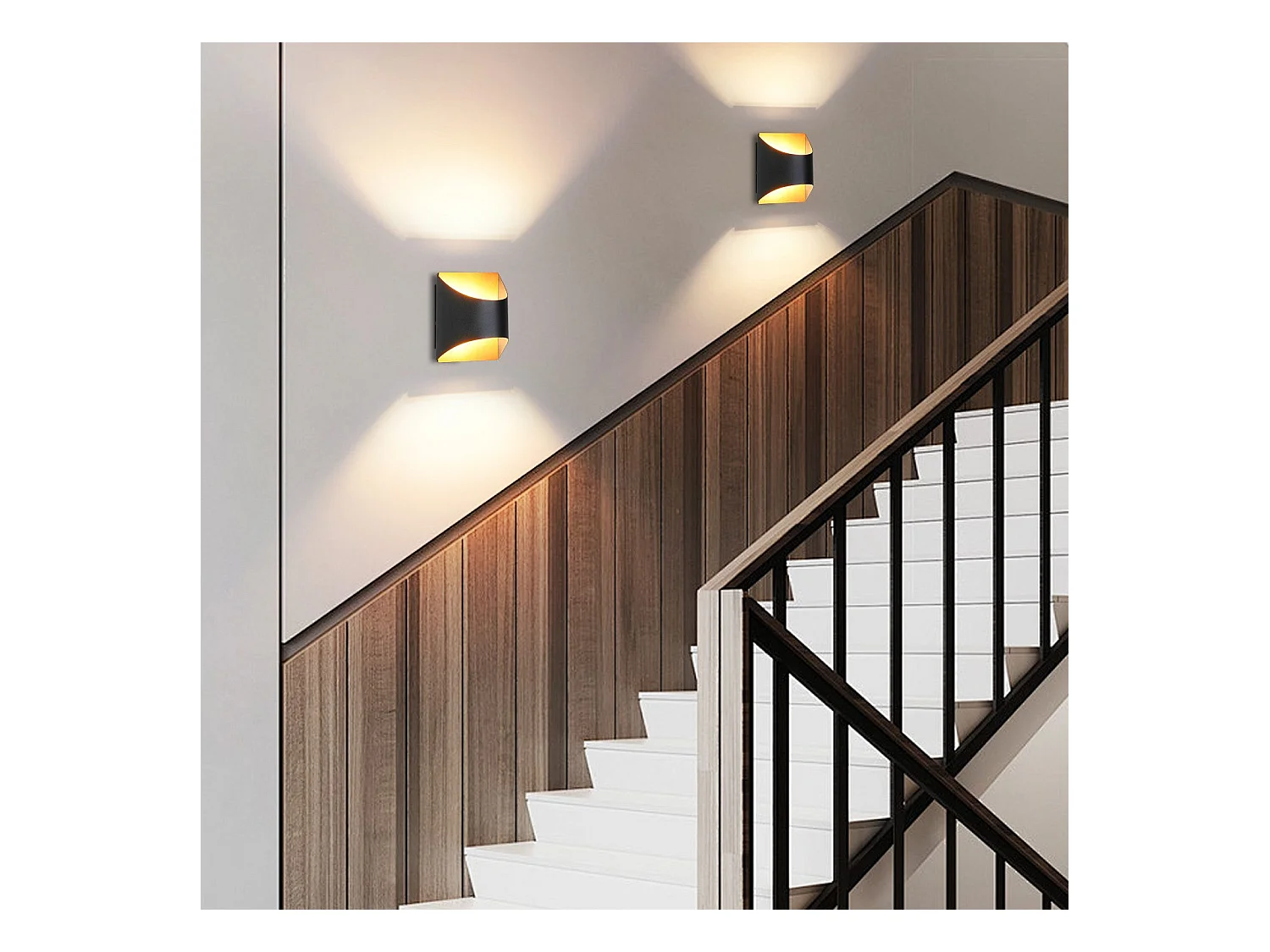 NETTLIFE Czarno-złota kinkiet - nowoczesne kinkiety na schody, do pokoju dziecięcego