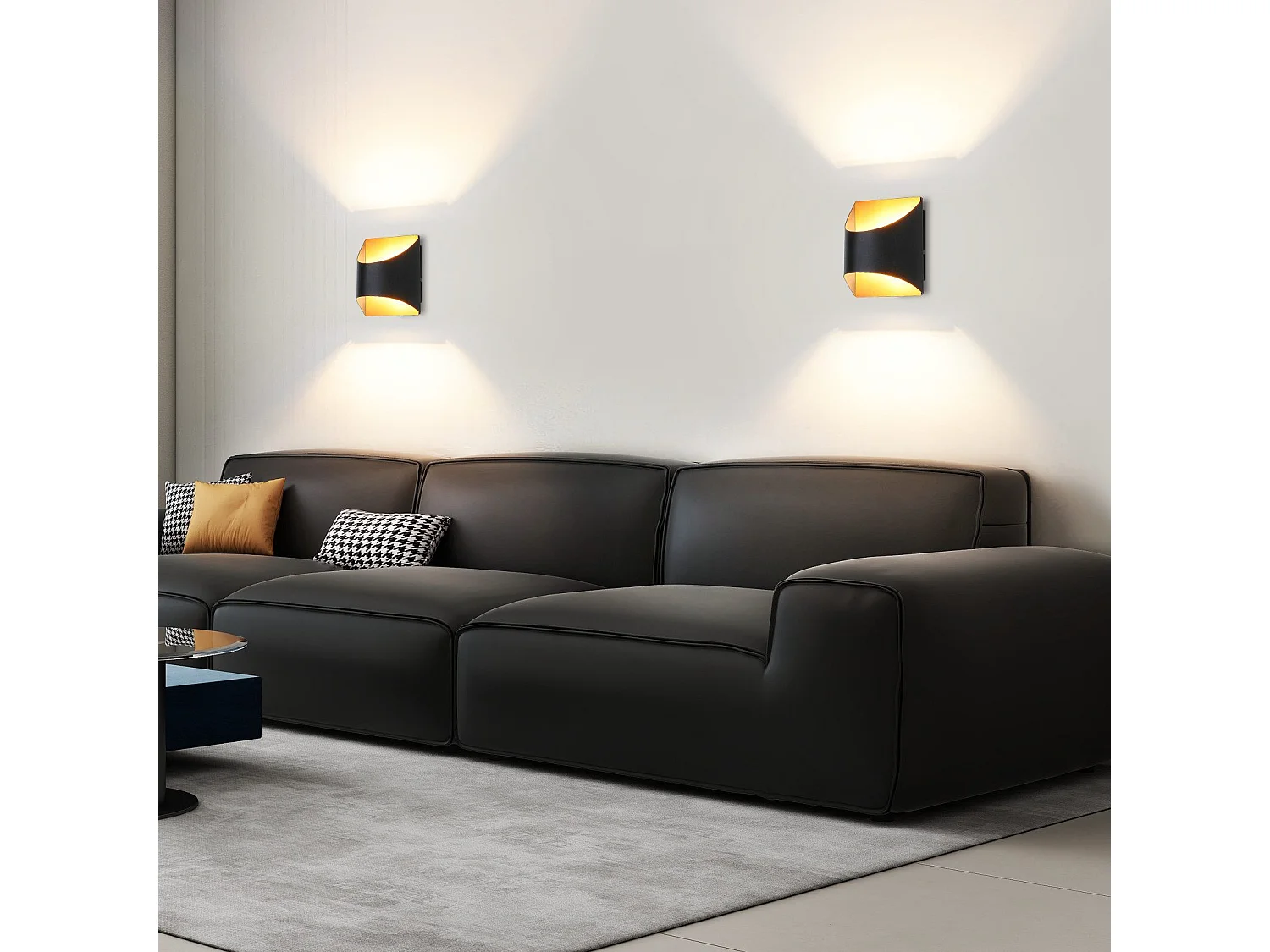 Applique murale NETTLIFE noire et dorée - Appliques murales modernes pour escaliers, chambre d'enfant