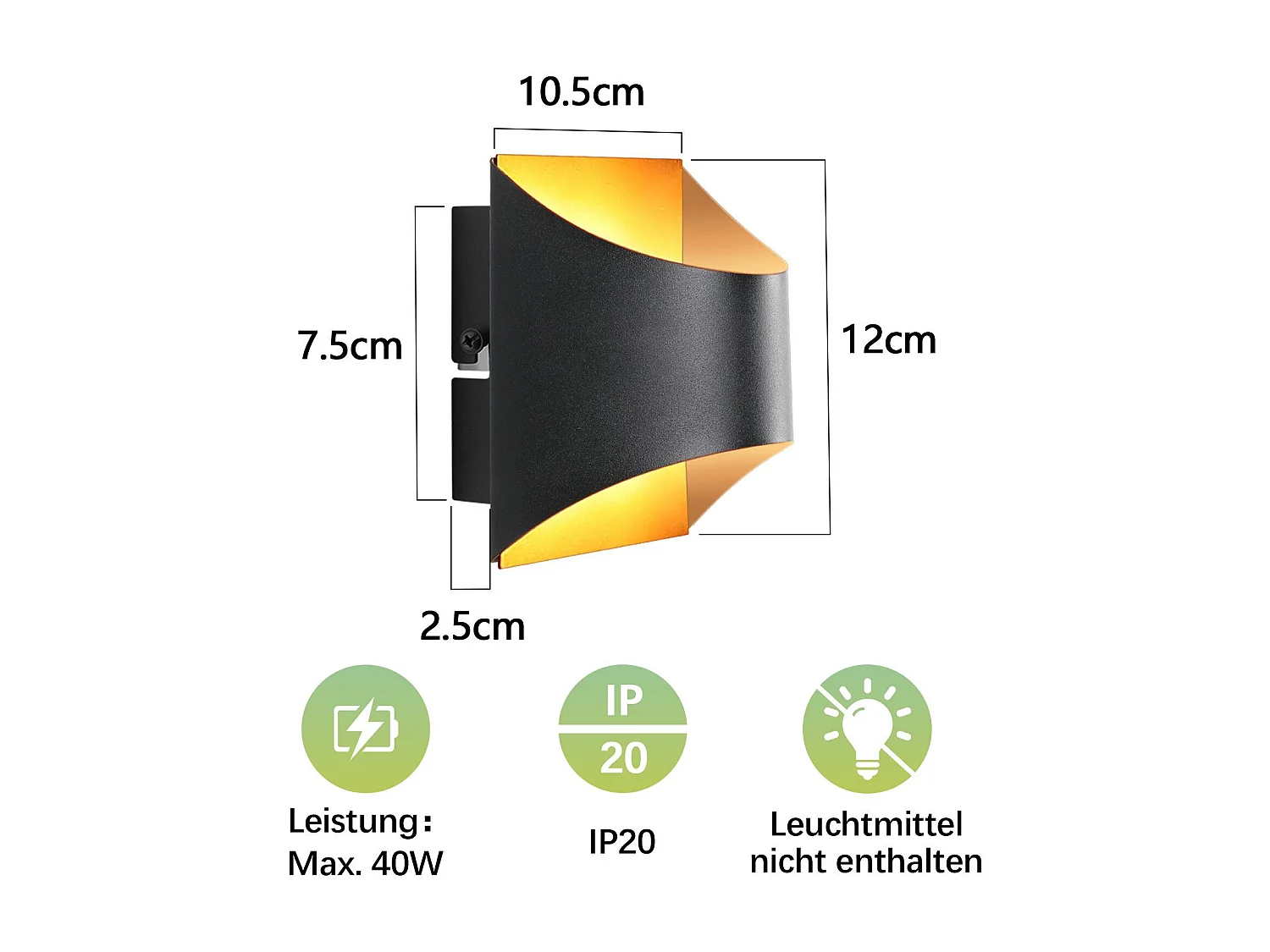 Applique murale NETTLIFE noire et dorée - Appliques murales modernes pour escaliers, chambre d'enfant