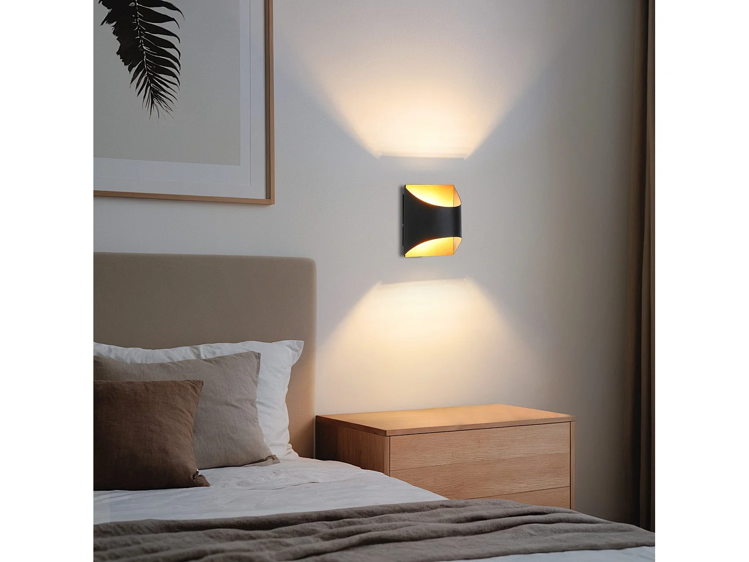 Applique murale NETTLIFE noire et dorée - Appliques murales modernes pour escaliers, chambre d'enfant