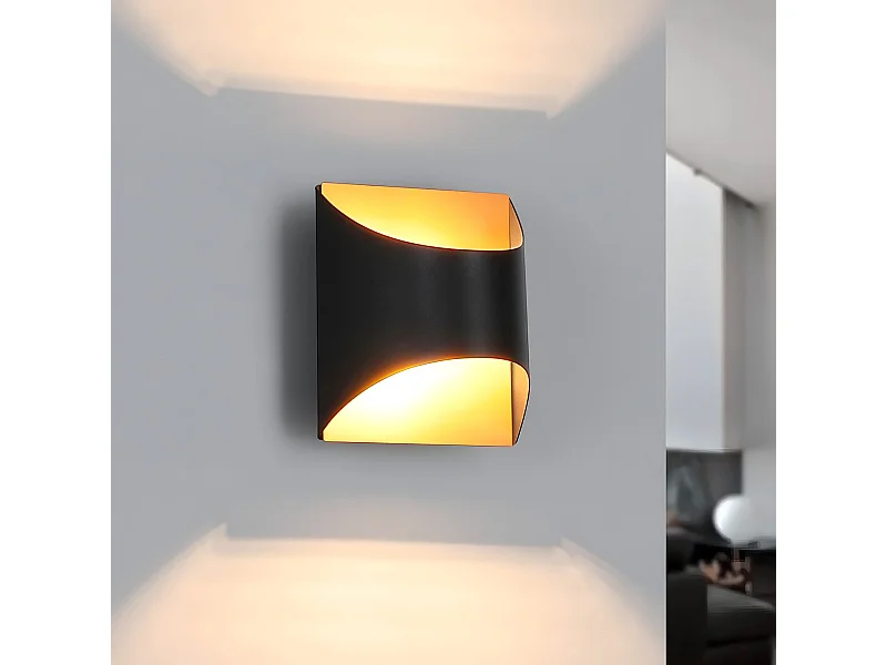 Applique murale NETTLIFE noire et dorée - Appliques murales modernes pour escaliers, chambre d'enfant