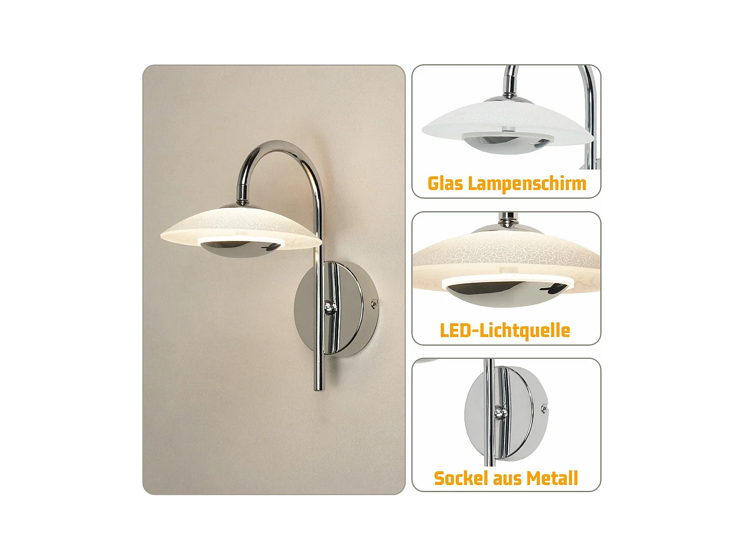 NETTLIFE LED-wandlamp, modern design, binnenverlichting, halverlichting, 3000K glas, voor hoteltrappenhuis