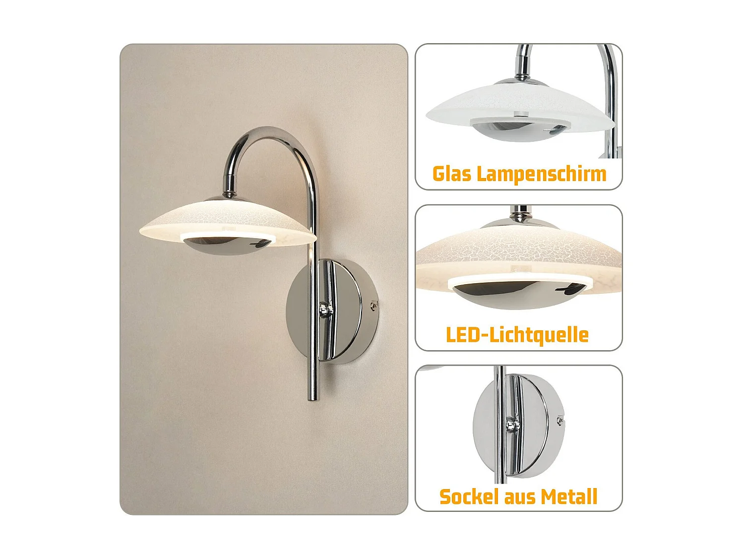 Applique murale LED NETTLIFE, design moderne, éclairage d'intérieur, éclairage de couloir, verre 3 000 K, pour cage d'escalier d'hôtel