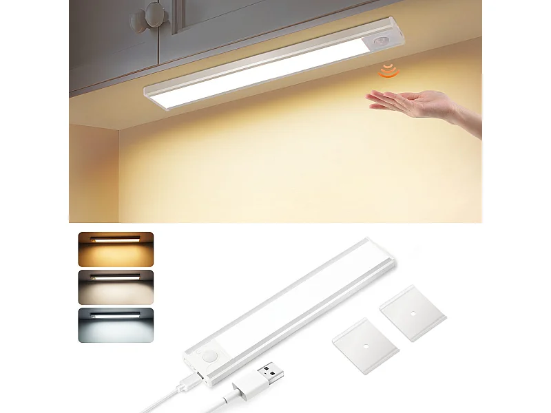 Lampe LED sous meuble NETTLIFE avec détecteur de mouvement, rechargeable par USB, 1 500 mAh, idéale pour un placard, un couloir ou un placard