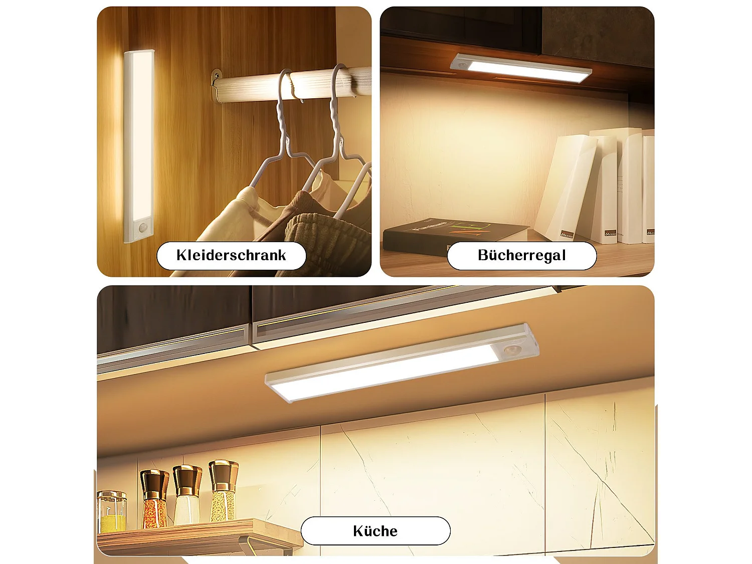 NETTLIFE LED-onderkastverlichting met bewegingssensor, USB-oplaadbaar, 1500 mAh, ideaal voor kast, gang of garderobe
