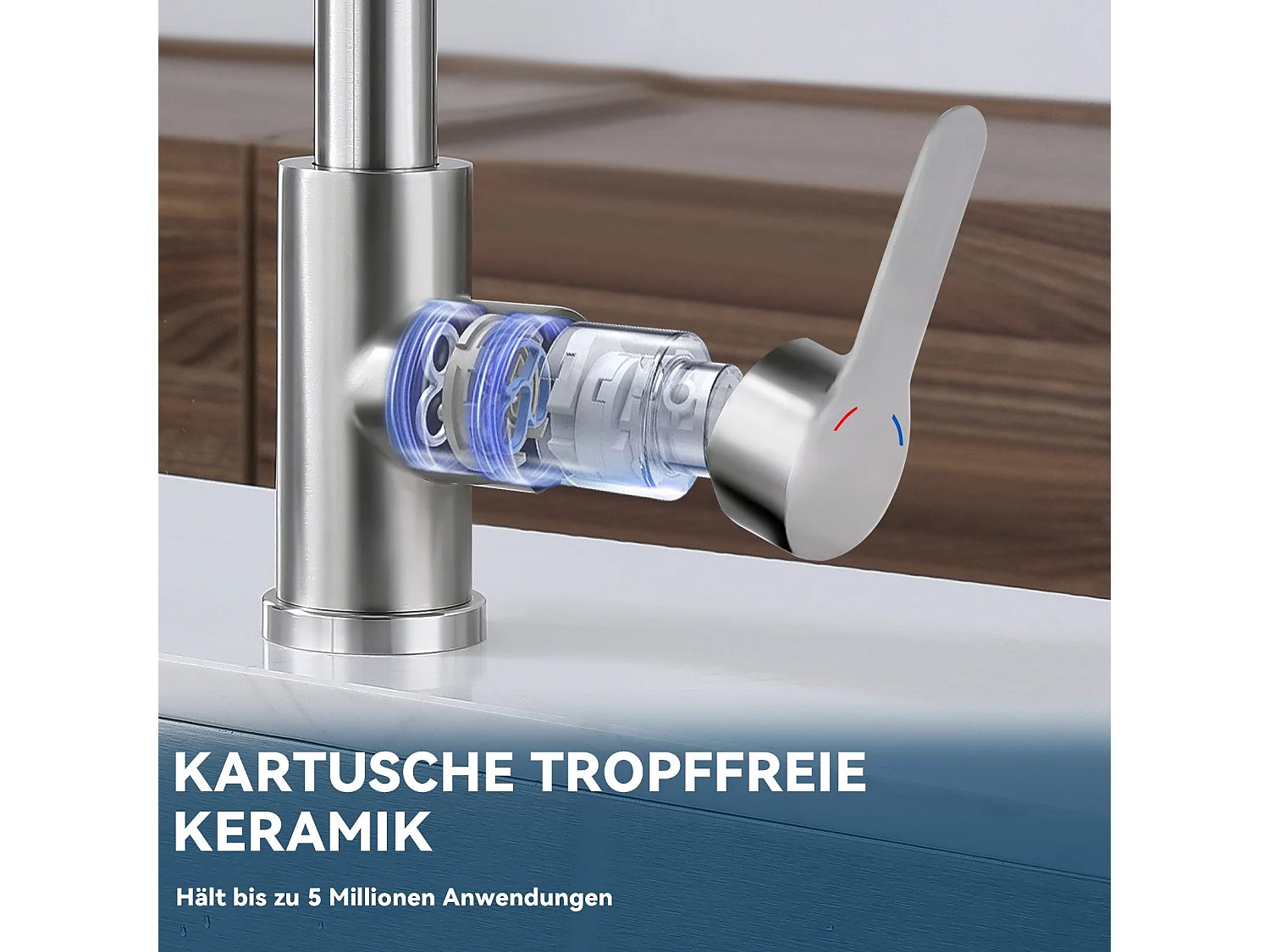 NETTLIFE Ausziehbarer Küchenhahn – 360° Spültischarmatur mit Edelstahlbrause, 2 Sprühmodi