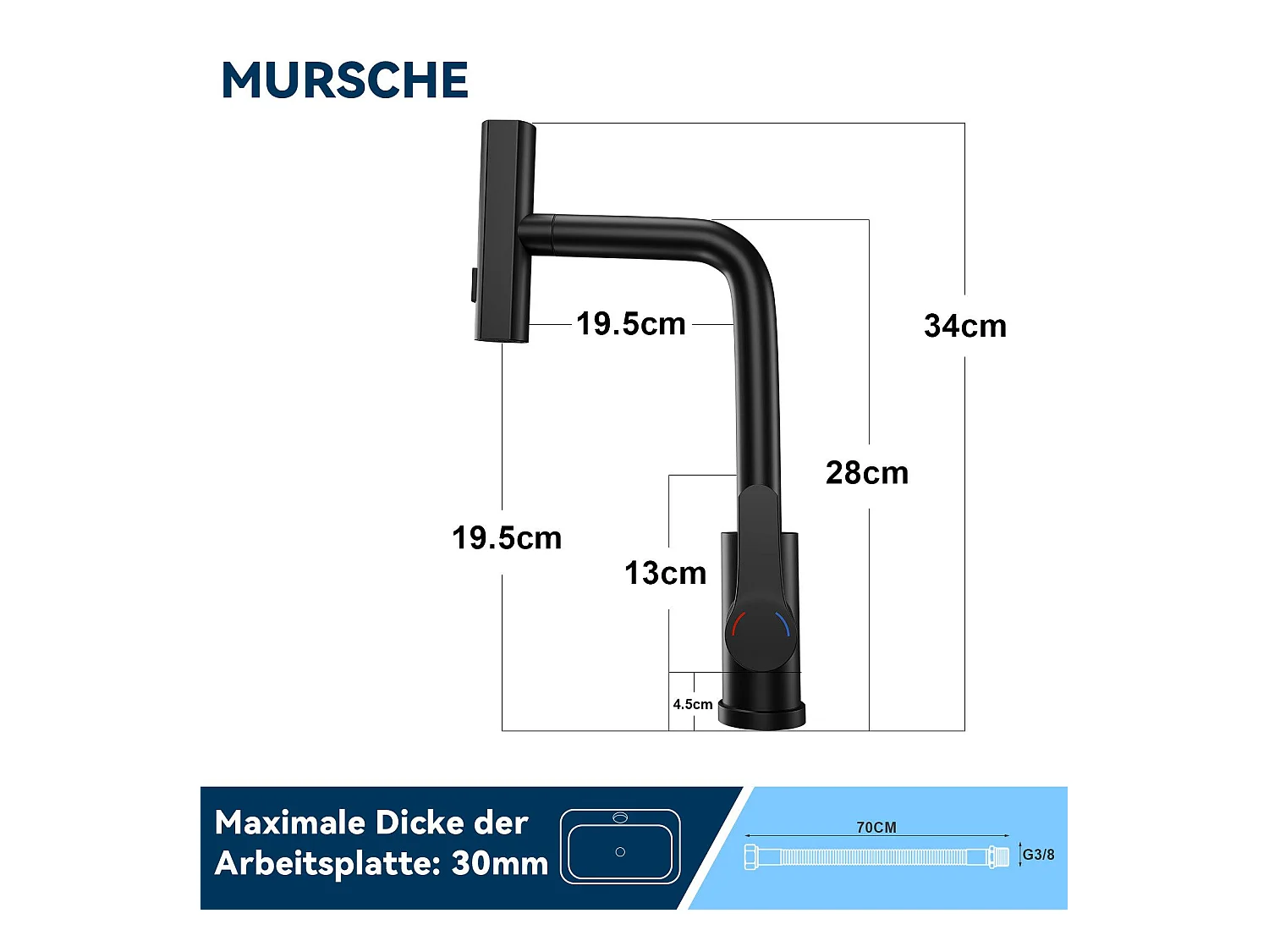 Robinet de cuisine extractible NETTLIFE - Mitigeur d'évier 360° avec douchette en acier inoxydable, 2 modes de pulvérisation