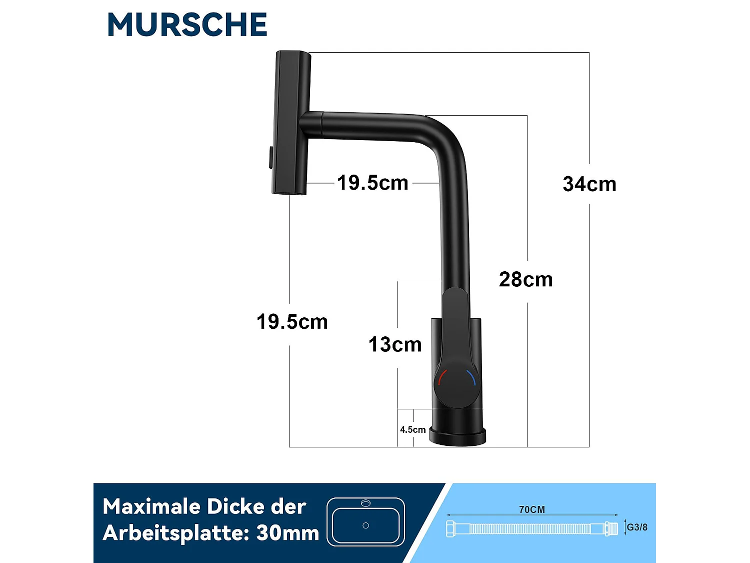 Robinet de cuisine extractible NETTLIFE - Mitigeur d'évier 360° avec douchette en acier inoxydable, 2 modes de pulvérisation