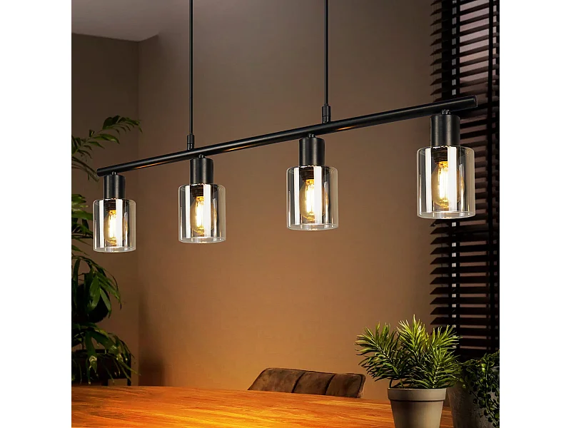 Suspension NETTLIFE 4 flammes en verre vintage E14 pour salle à manger, salon, cuisine