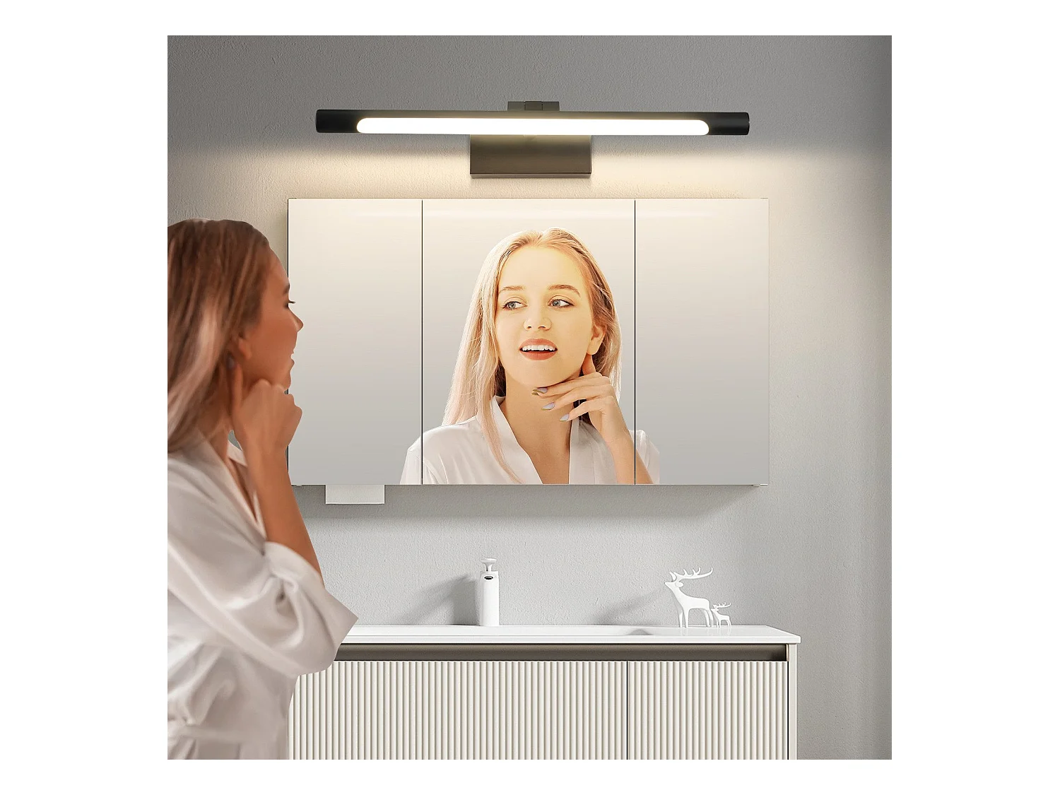 NETTLIFE Lampe à miroir LED salle de bain 6W blanc neutre 4000K pinçable Applique murale chrome