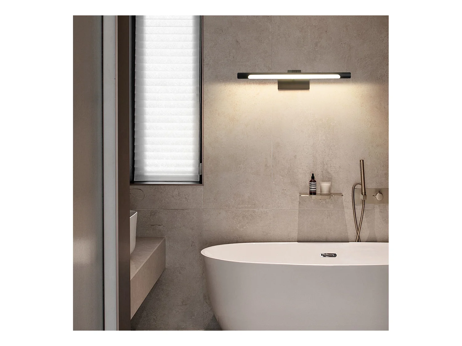 NETTLIFE Lampe à miroir LED salle de bain 6W blanc neutre 4000K pinçable Applique murale chrome