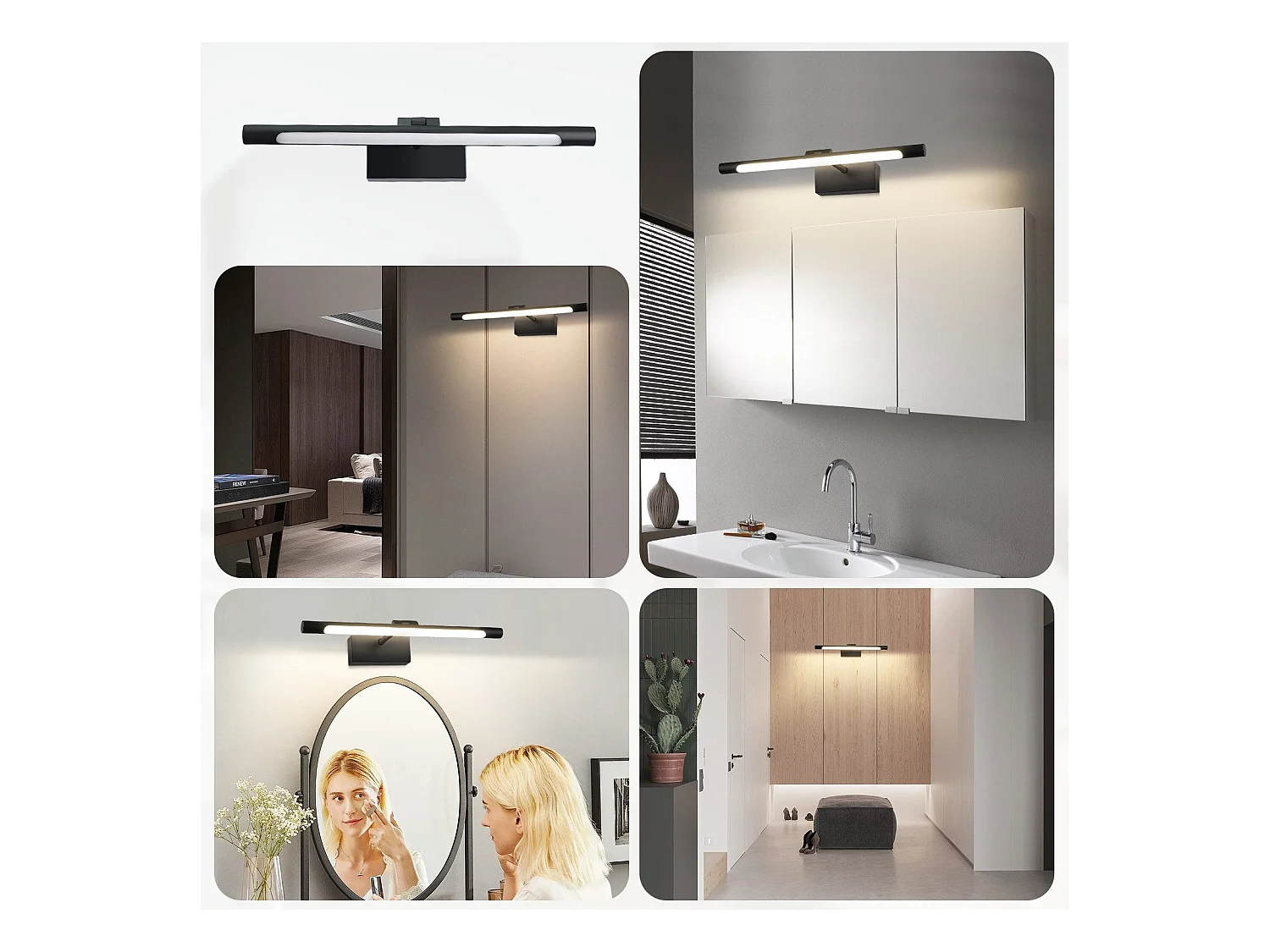 NETTLIFE Lampe à miroir LED salle de bain 6W blanc neutre 4000K pinçable Applique murale chrome