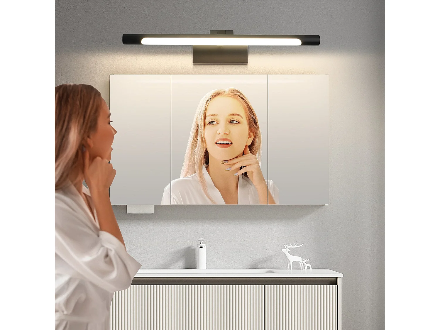 NETTLIFE Lampe à miroir LED salle de bain 6W blanc neutre 4000K pinçable Applique murale chrome