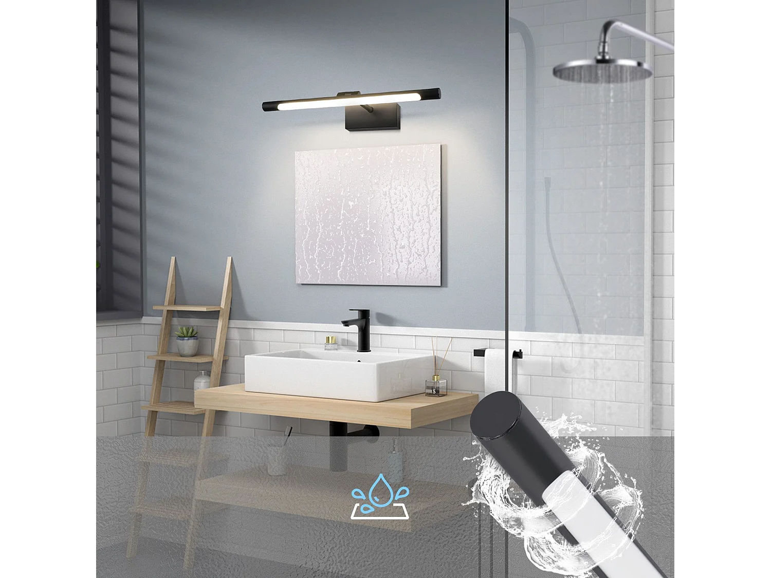 NETTLIFE LED badkamerspiegellamp 6W neutraal wit 4000K klembare wandlamp chroom