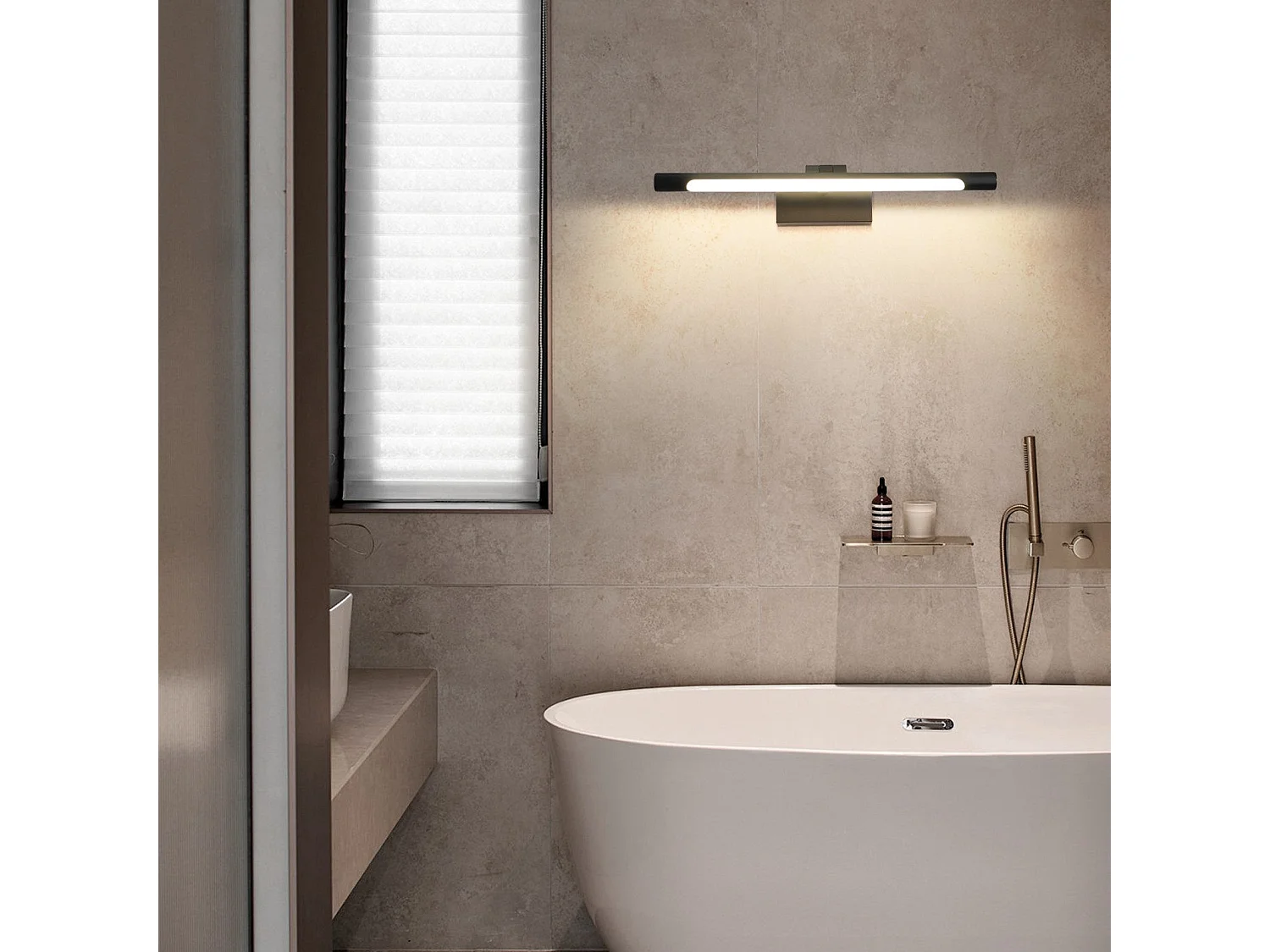 NETTLIFE Lampe à miroir LED salle de bain 6W blanc neutre 4000K pinçable Applique murale chrome