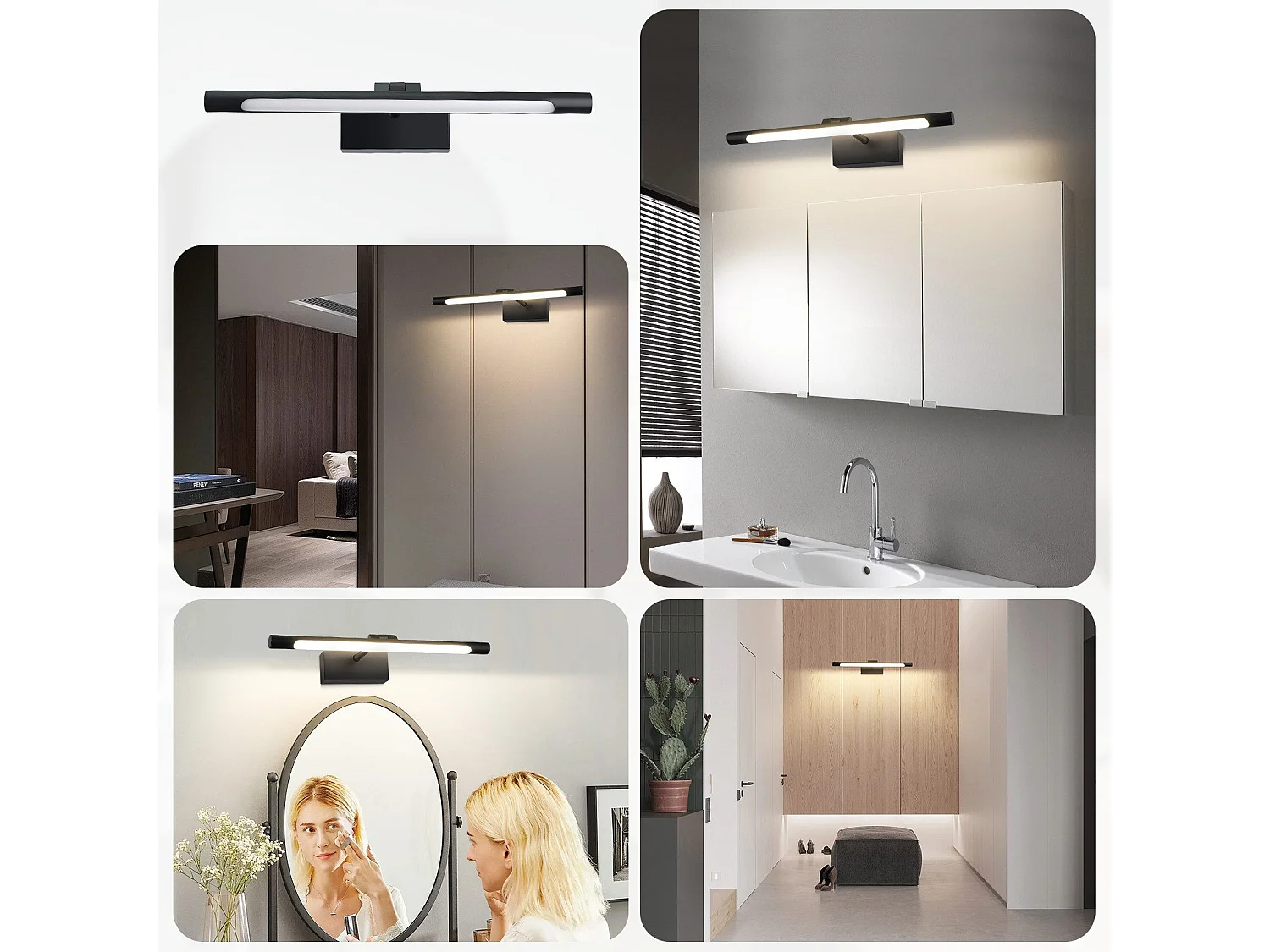 NETTLIFE Lampe à miroir LED salle de bain 6W blanc neutre 4000K pinçable Applique murale chrome