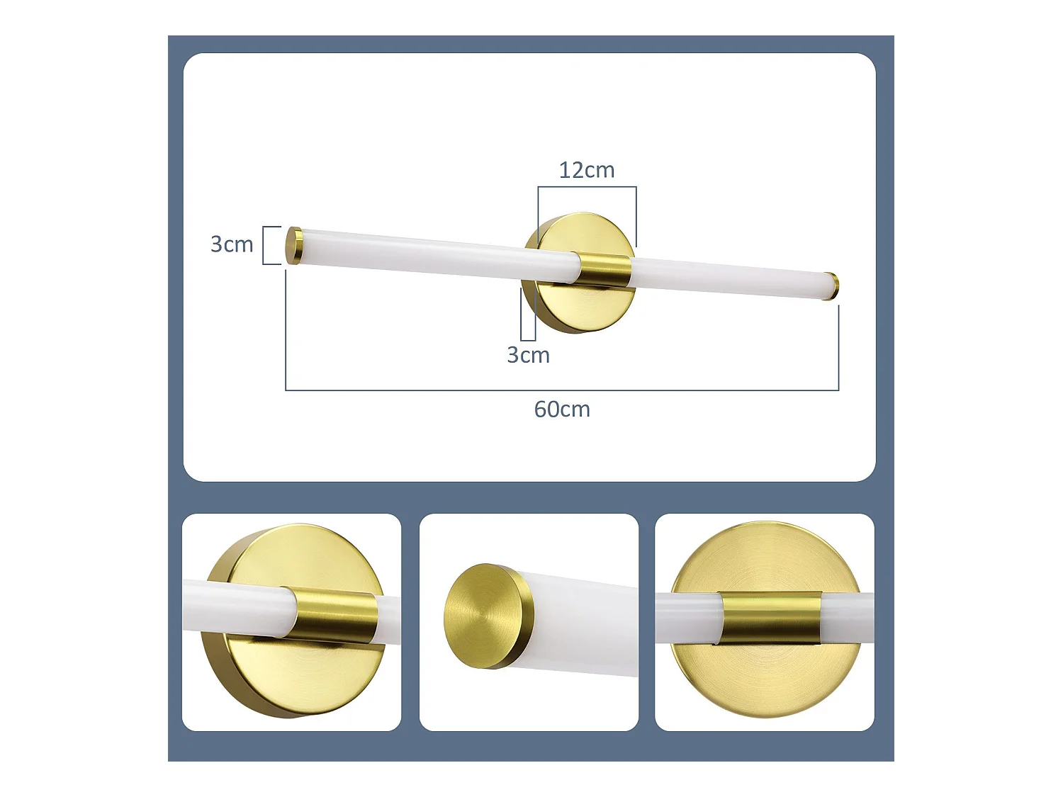 NETTLIFE Lámpara de pared para baño con luz LED para espejo, 8 W, 4000 K, IP44