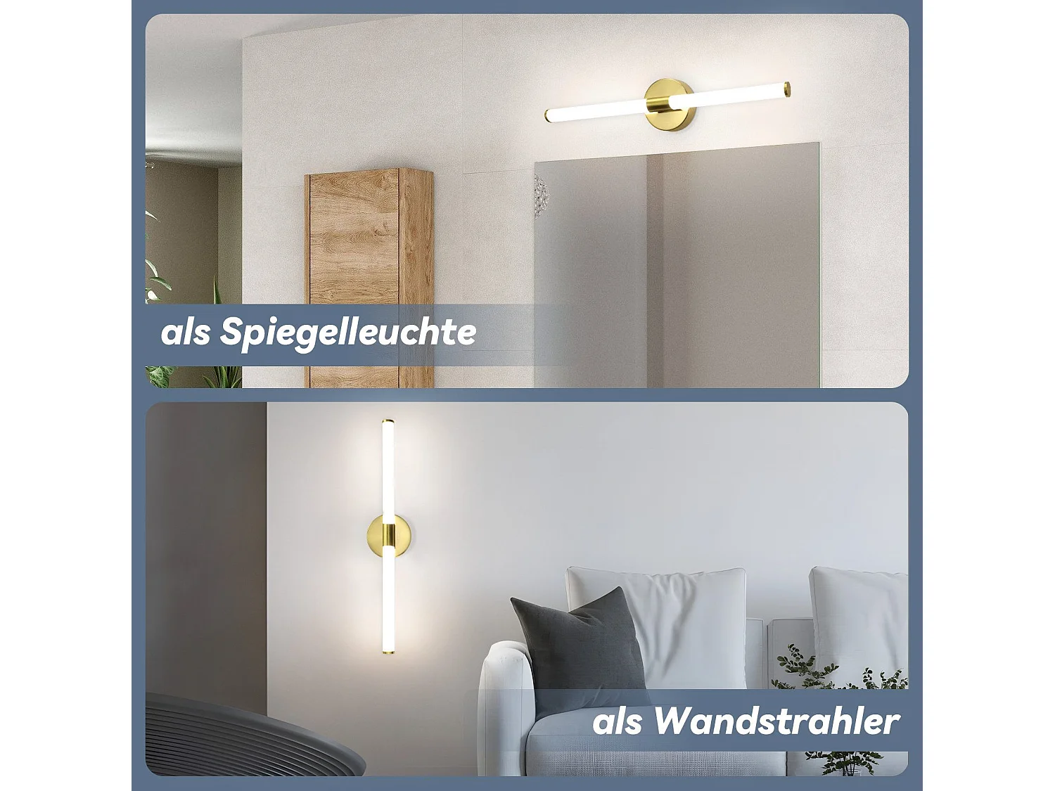 NETTLIFE 8W LED badkamerwandlamp, badkamerlamp, badkamerwandlamp, wandlamp 4000K IP44