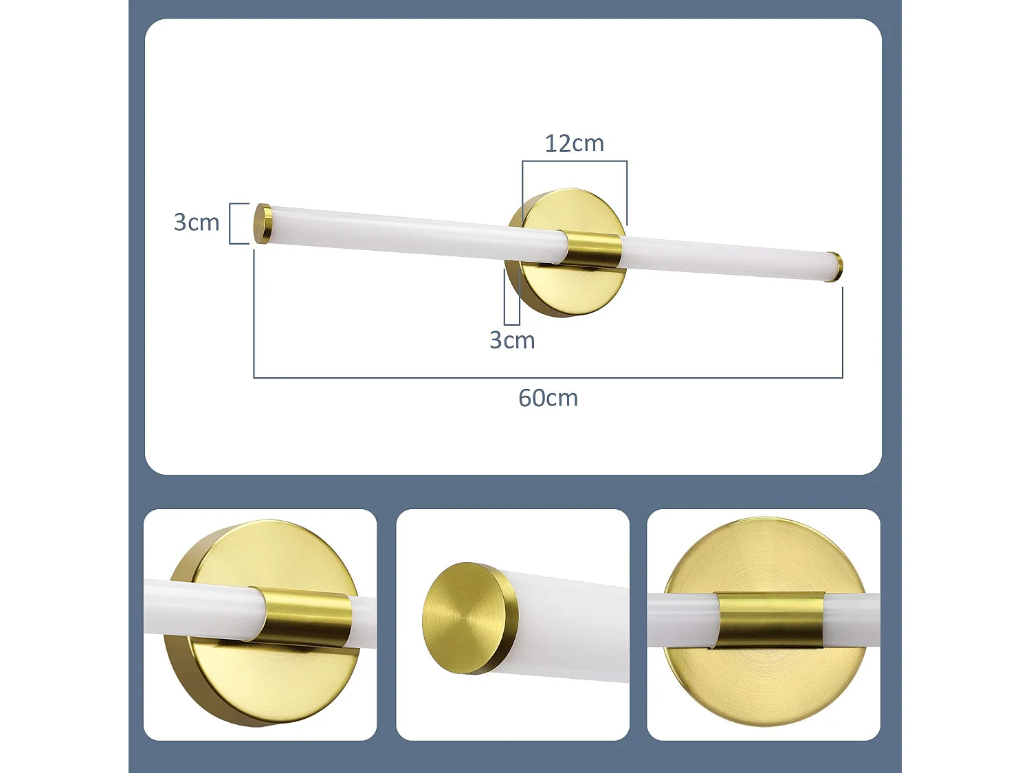Applique murale de salle de bain à LED NETTLIFE 8W, lampe de salle de bain, lampe murale de salle de bain, applique murale 4000K IP44