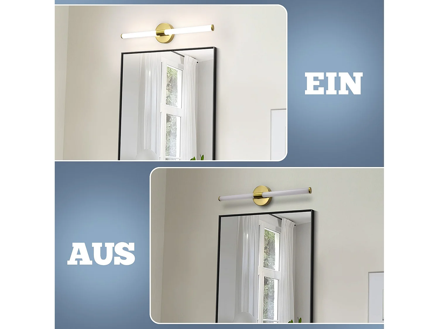 Applique murale de salle de bain à LED NETTLIFE 8W, lampe de salle de bain, lampe murale de salle de bain, applique murale 4000K IP44