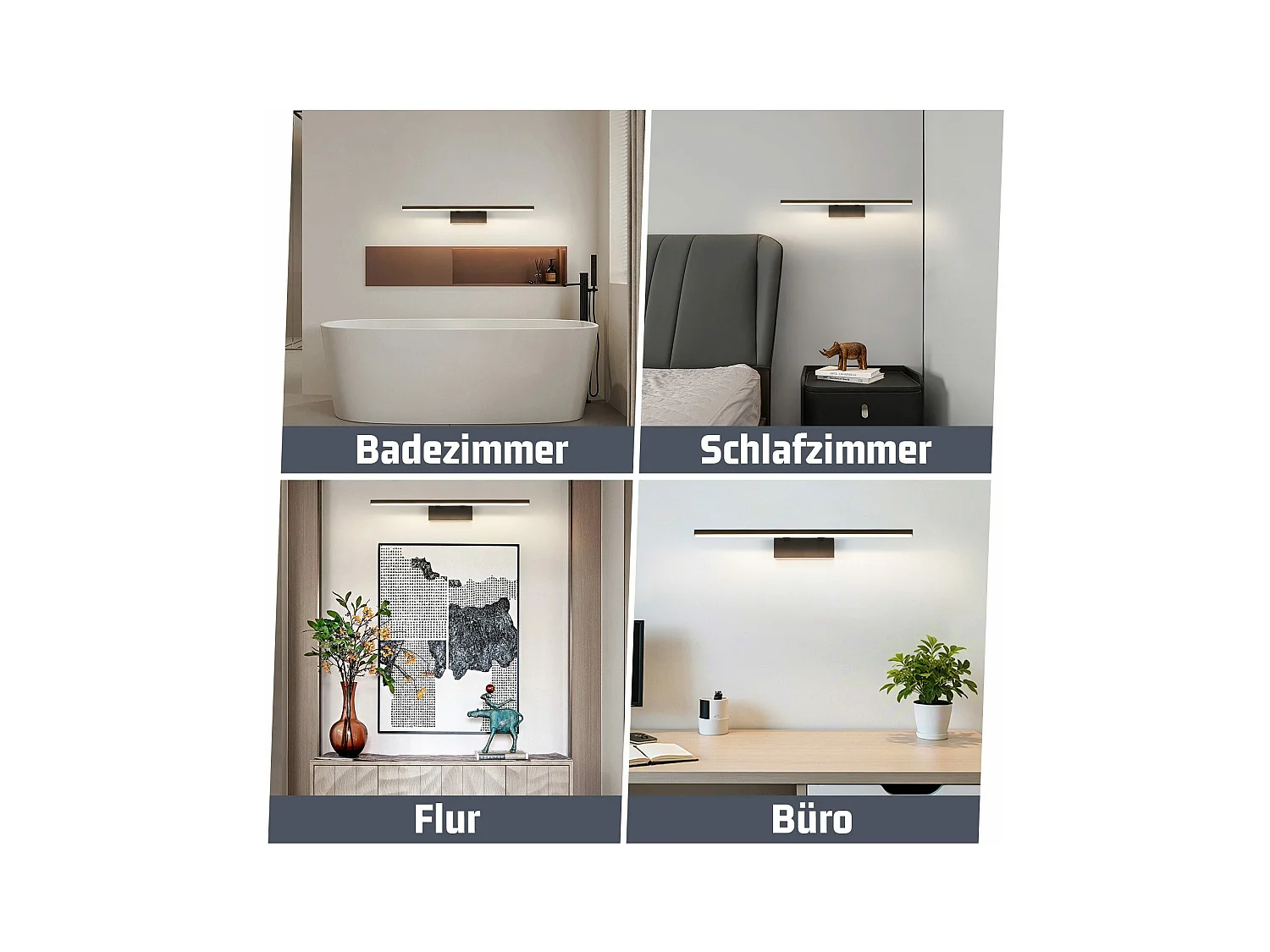 NETTLIFE Czarna lampa lustrzana LED 60CM Nowoczesna lampa ścienna lustrzana do łazienki 4000K