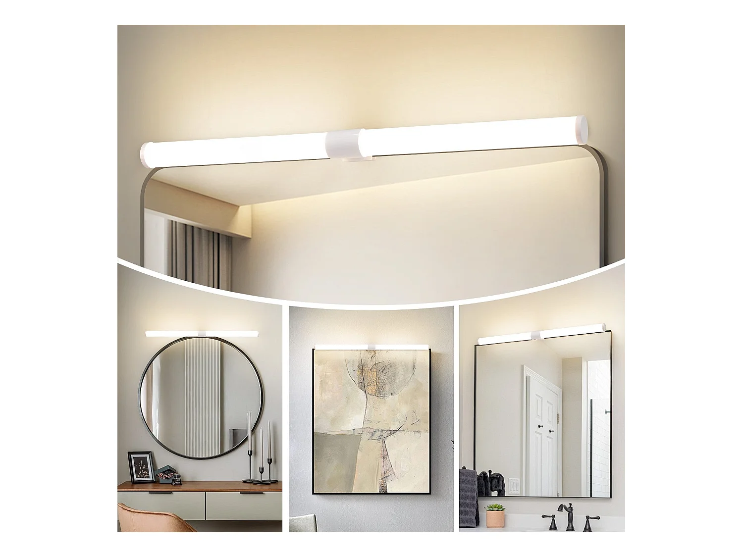 NETTLIFE 8W 60CM LED badkamerspiegellamp wit wandmontage badkamerlampklem waterdicht IP44 4000K