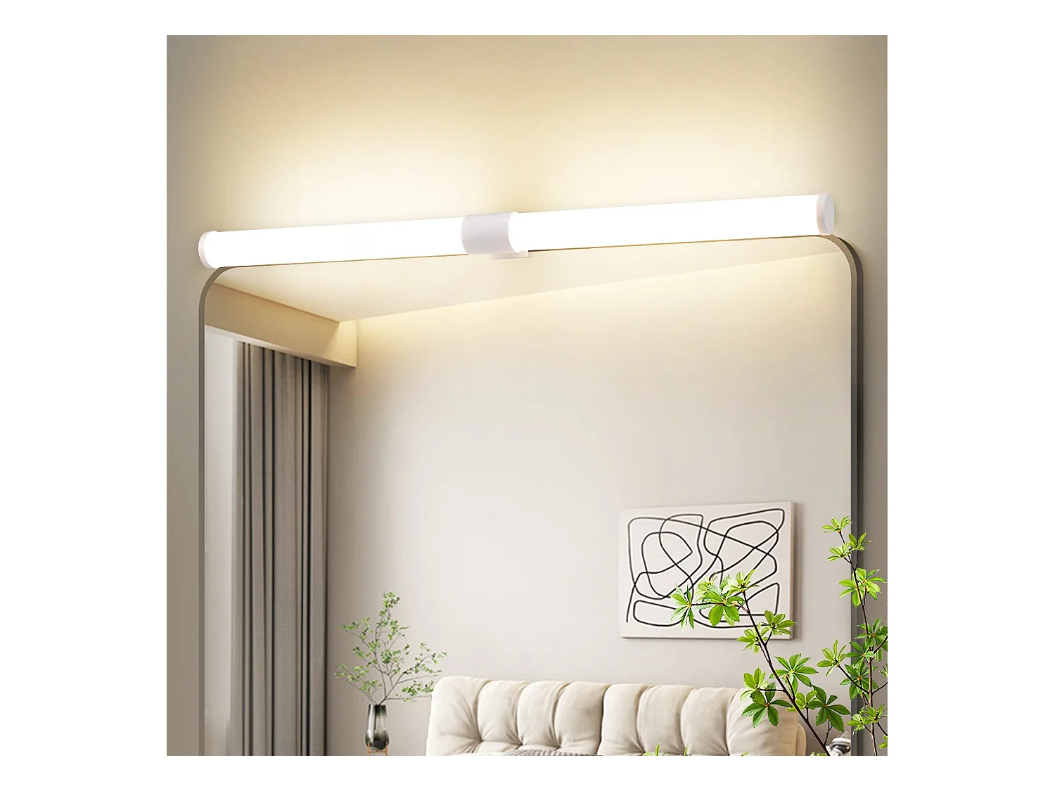 NETTLIFE Lampe de miroir de salle de bain LED 8W 60CM Lampe de salle de bain murale blanche à pince étanche IP44 4000K