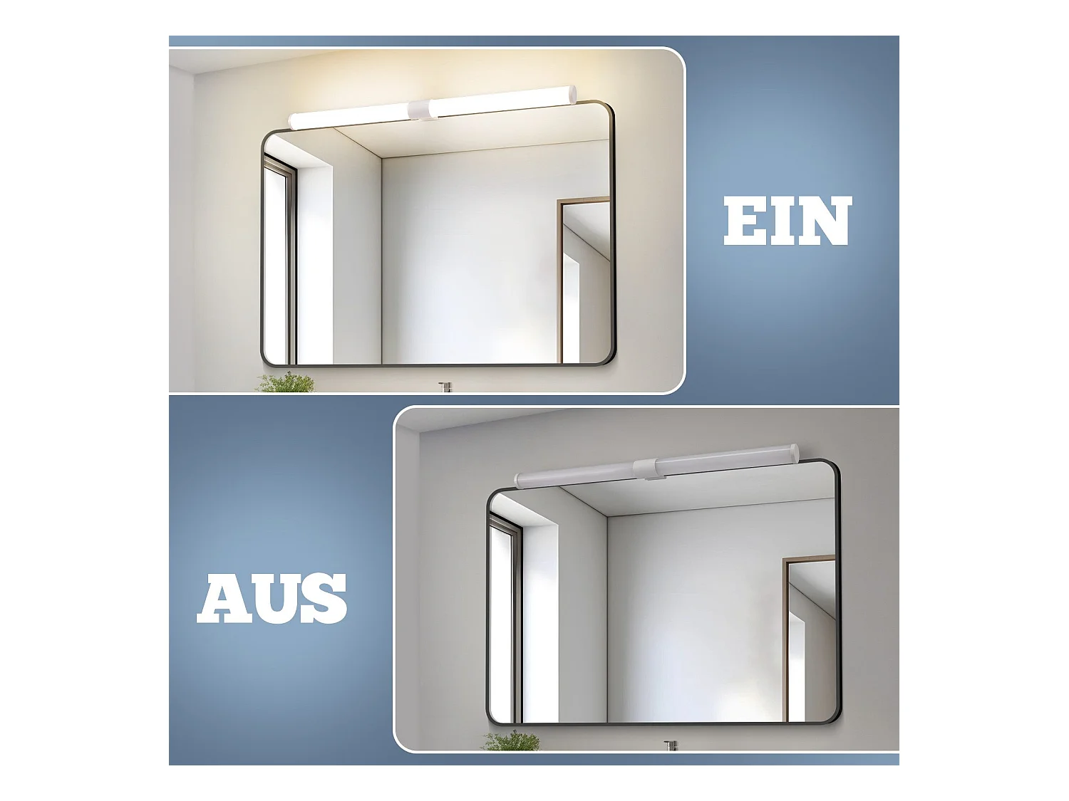 NETTLIFE - Lámpara de espejo para baño LED, 8 W, 60 cm, lámpara de pared para baño, color blanco, con abrazadera, resistente al agua IP44 4000 K