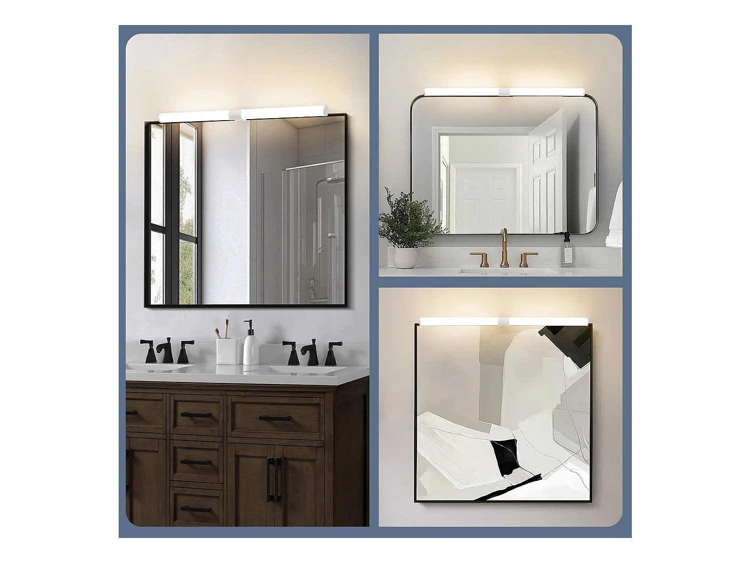 NETTLIFE - Lámpara de espejo para baño LED, 8 W, 60 cm, lámpara de pared para baño, color blanco, con abrazadera, resistente al agua IP44 4000 K