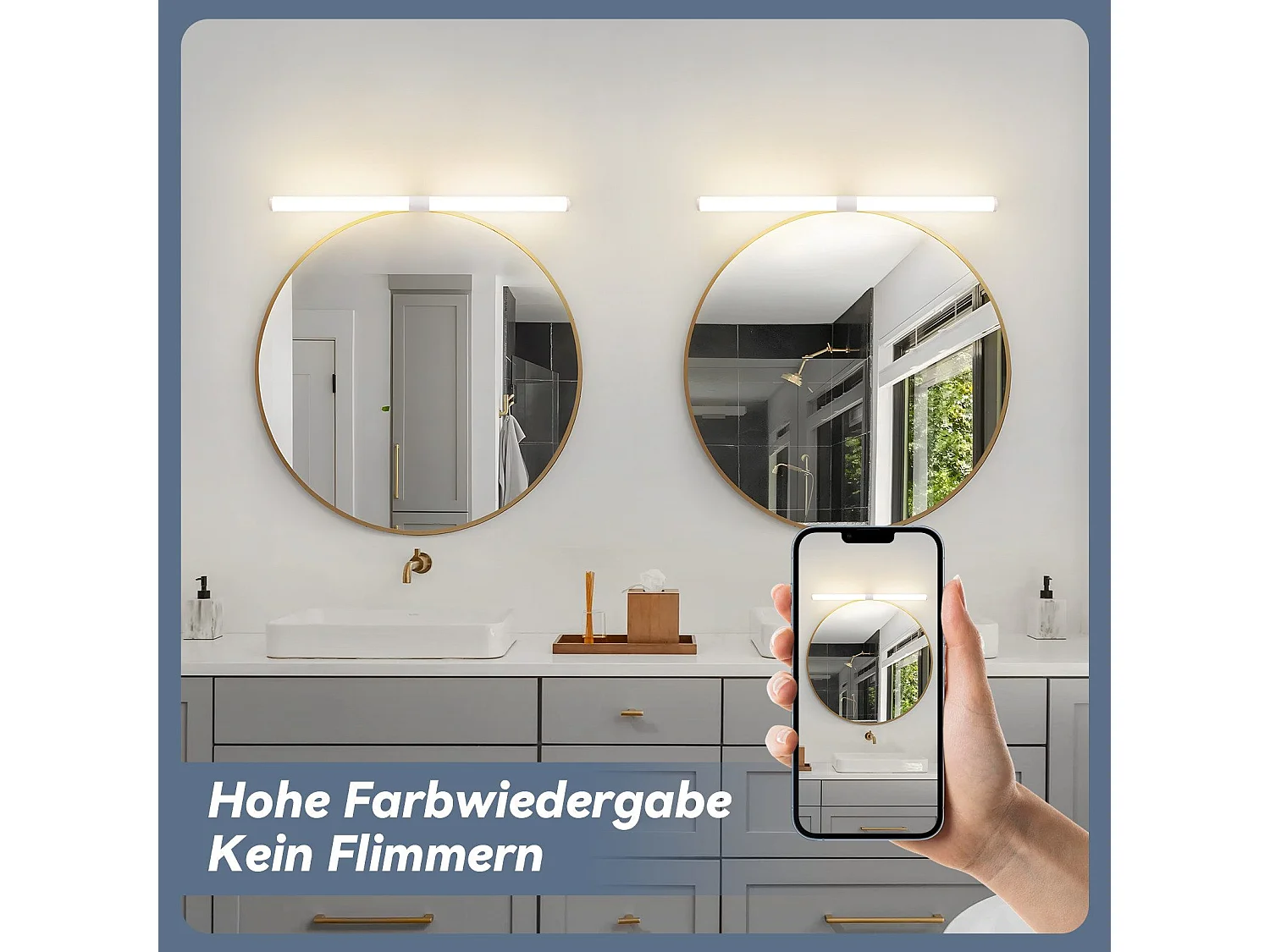 NETTLIFE Lampe de miroir de salle de bain LED 8W 60CM Lampe de salle de bain murale blanche à pince étanche IP44 4000K