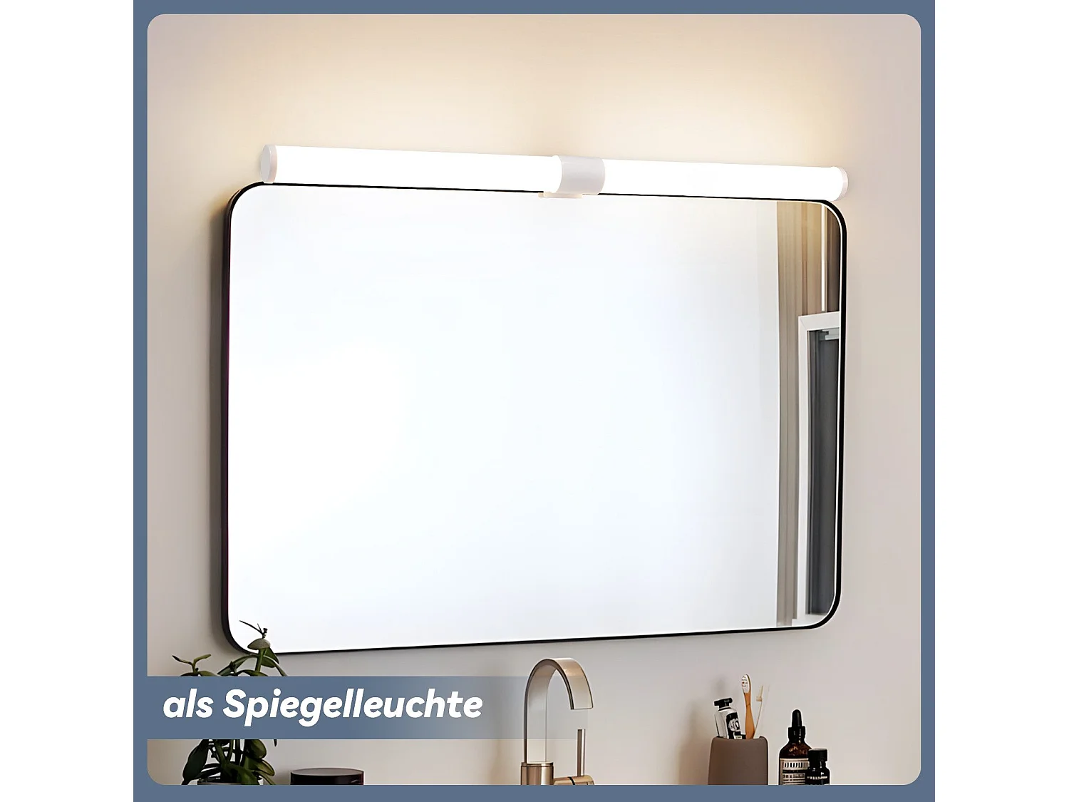 NETTLIFE Lampe de miroir de salle de bain LED 8W 60CM Lampe de salle de bain murale blanche à pince étanche IP44 4000K