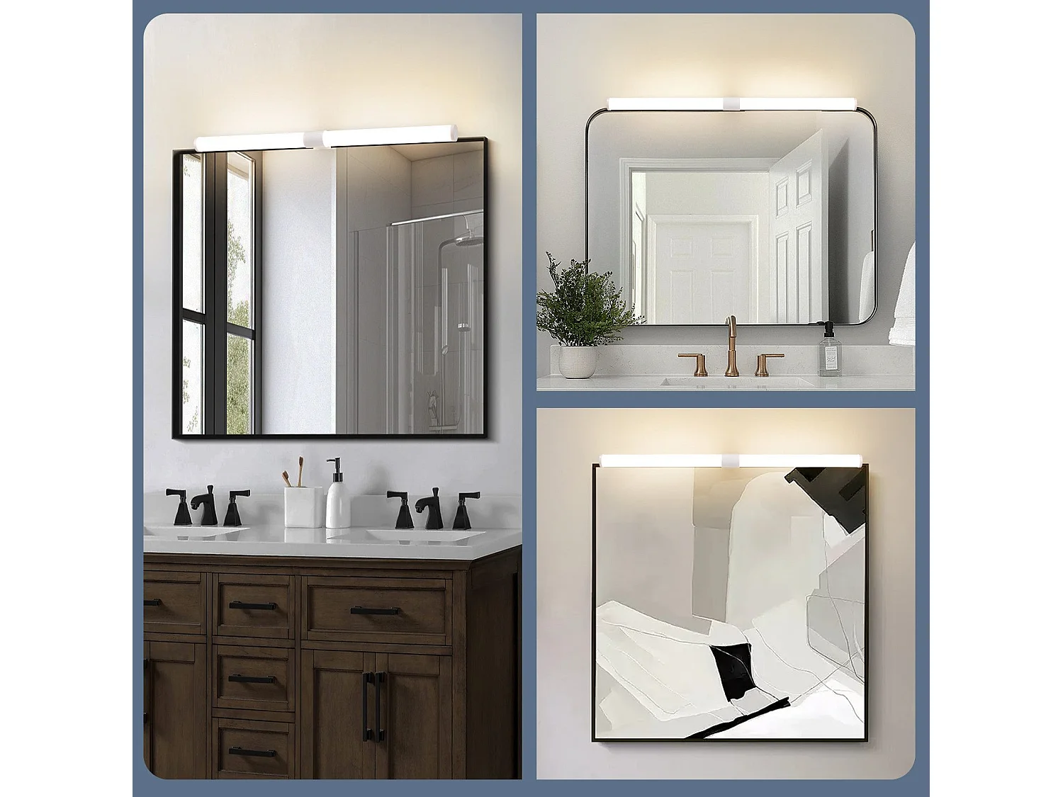 NETTLIFE Lampe de miroir de salle de bain LED 8W 60CM Lampe de salle de bain murale blanche à pince étanche IP44 4000K