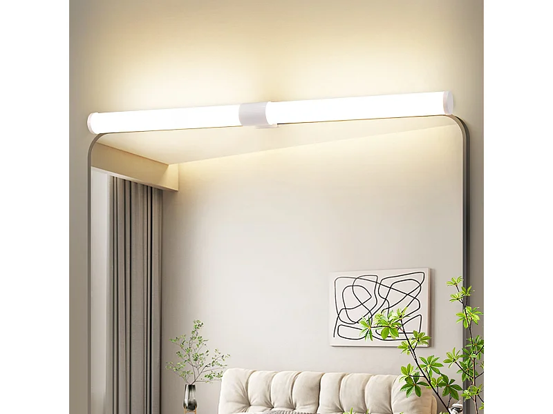 NETTLIFE - Lámpara de espejo para baño LED, 8 W, 60 cm, lámpara de pared para baño, color blanco, con abrazadera, resistente al agua IP44 4000 K