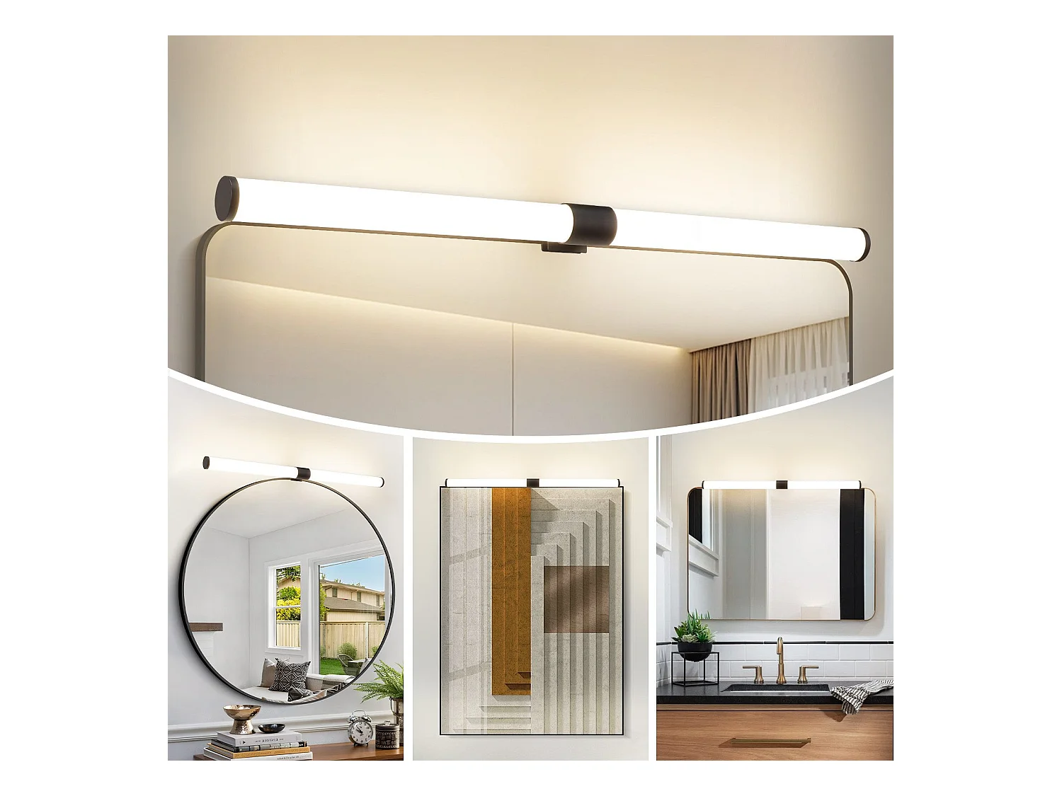 NETTLIFE Oświetlenie Lustra Łazienkowego LED 8W 60cm z Zaciskiem Wodoodporne IP44 4000K