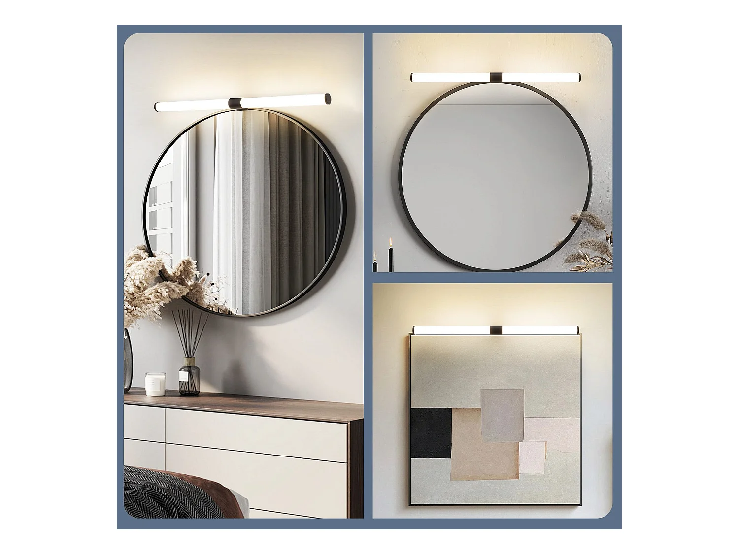 NETTLIFE Oświetlenie Lustra Łazienkowego LED 8W 60cm z Zaciskiem Wodoodporne IP44 4000K