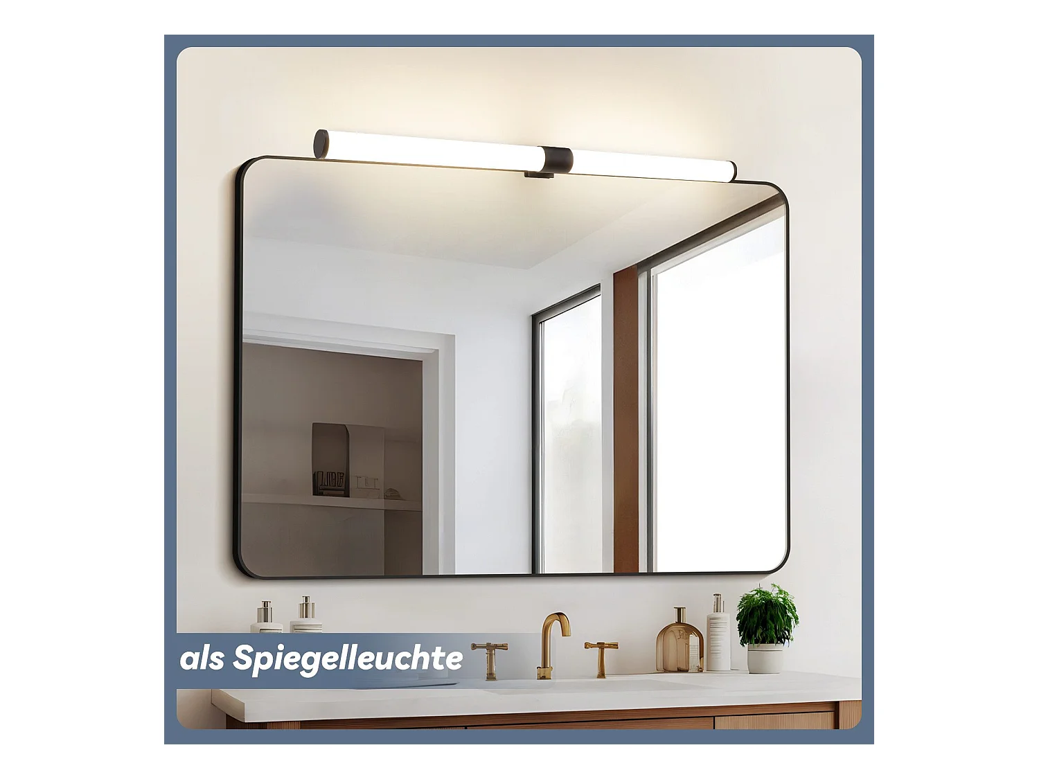 NETTLIFE - Lámpara de espejo LED para baño (8 W, 60 cm, con abrazadera, resistente al agua, IP44, 4000 K)