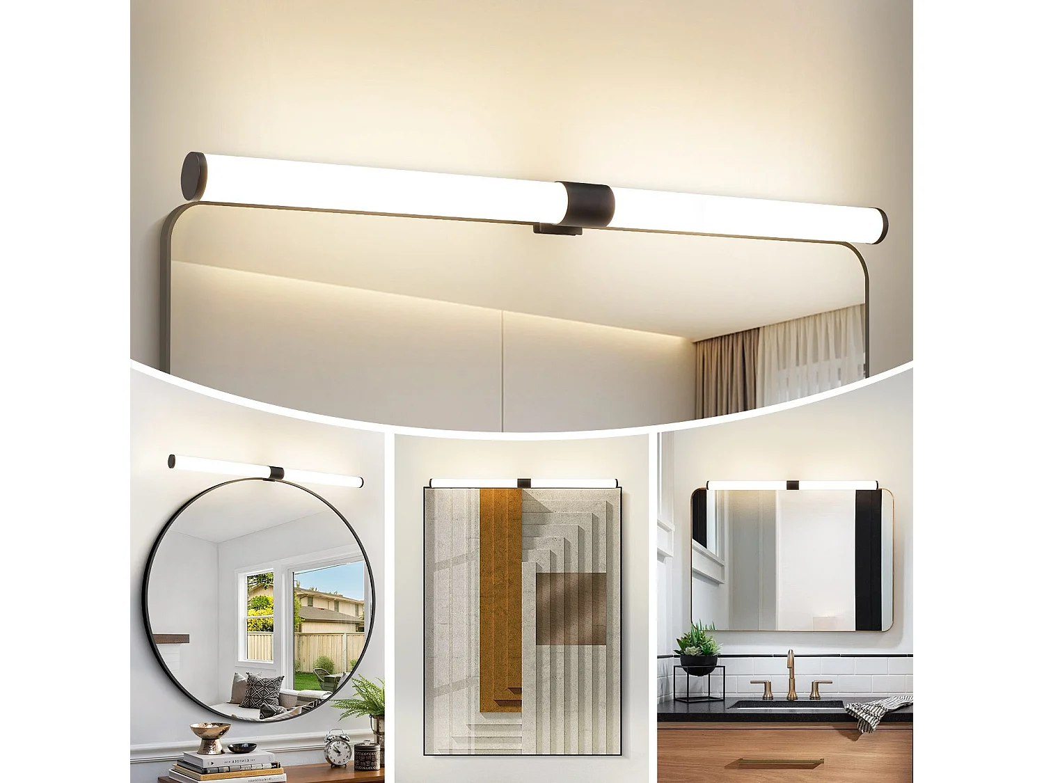 Lampe de miroir de salle de bain NETTLIFE LED 8 W 60 cm, avec pince, étanche IP44 4 000 K