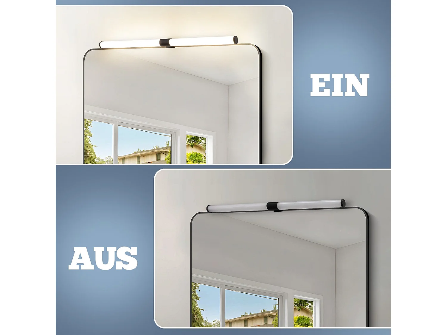 Lampe de miroir de salle de bain NETTLIFE LED 8 W 60 cm, avec pince, étanche IP44 4 000 K