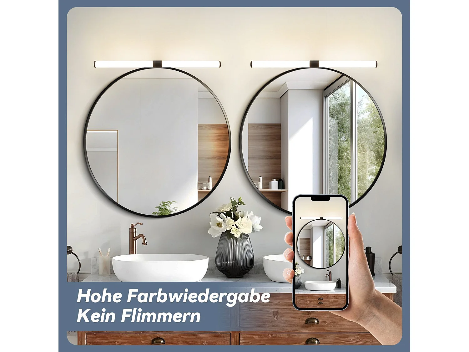 Lampe de miroir de salle de bain NETTLIFE LED 8 W 60 cm, avec pince, étanche IP44 4 000 K