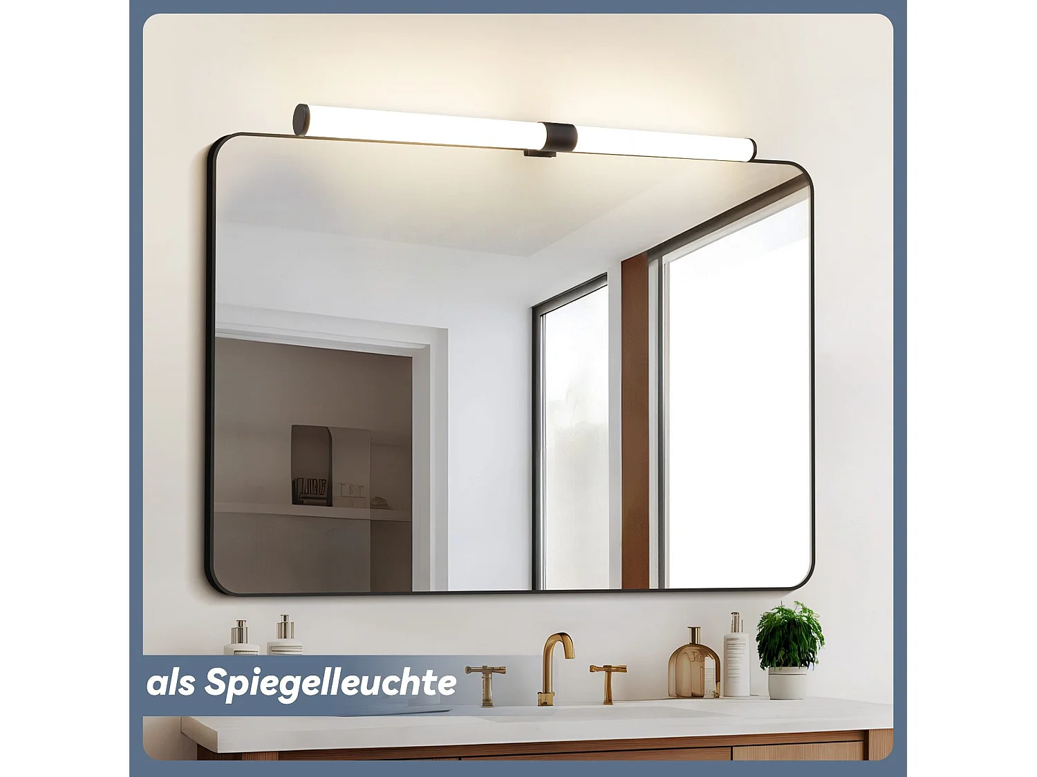 Lampe de miroir de salle de bain NETTLIFE LED 8 W 60 cm, avec pince, étanche IP44 4 000 K