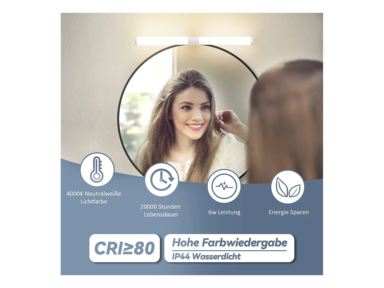 NETTLIFE Oświetlenie Lustra Łazienkowego LED 40cm 6W IP44 4000K