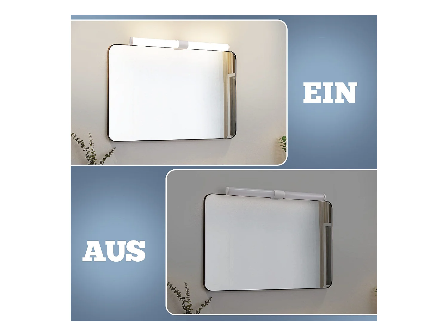 NETTLIFE Espejo de baño LED 40CM 6W IP44 4000K