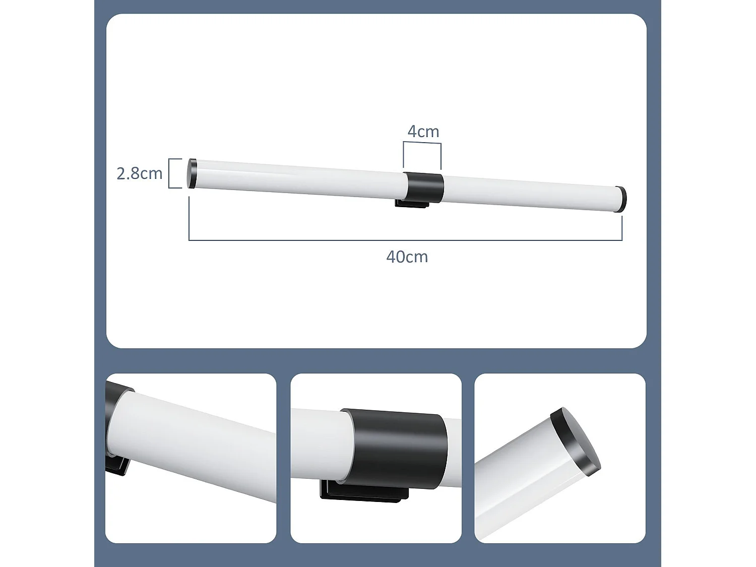 Lampe de miroir de salle de bain NETTLIFE LED - 40 cm, 6 W, IP44, 4 000 K