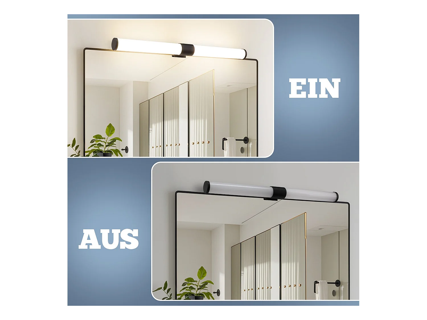 Lampe de miroir de salle de bain NETTLIFE LED - 40 cm, 6 W, IP44, 4 000 K