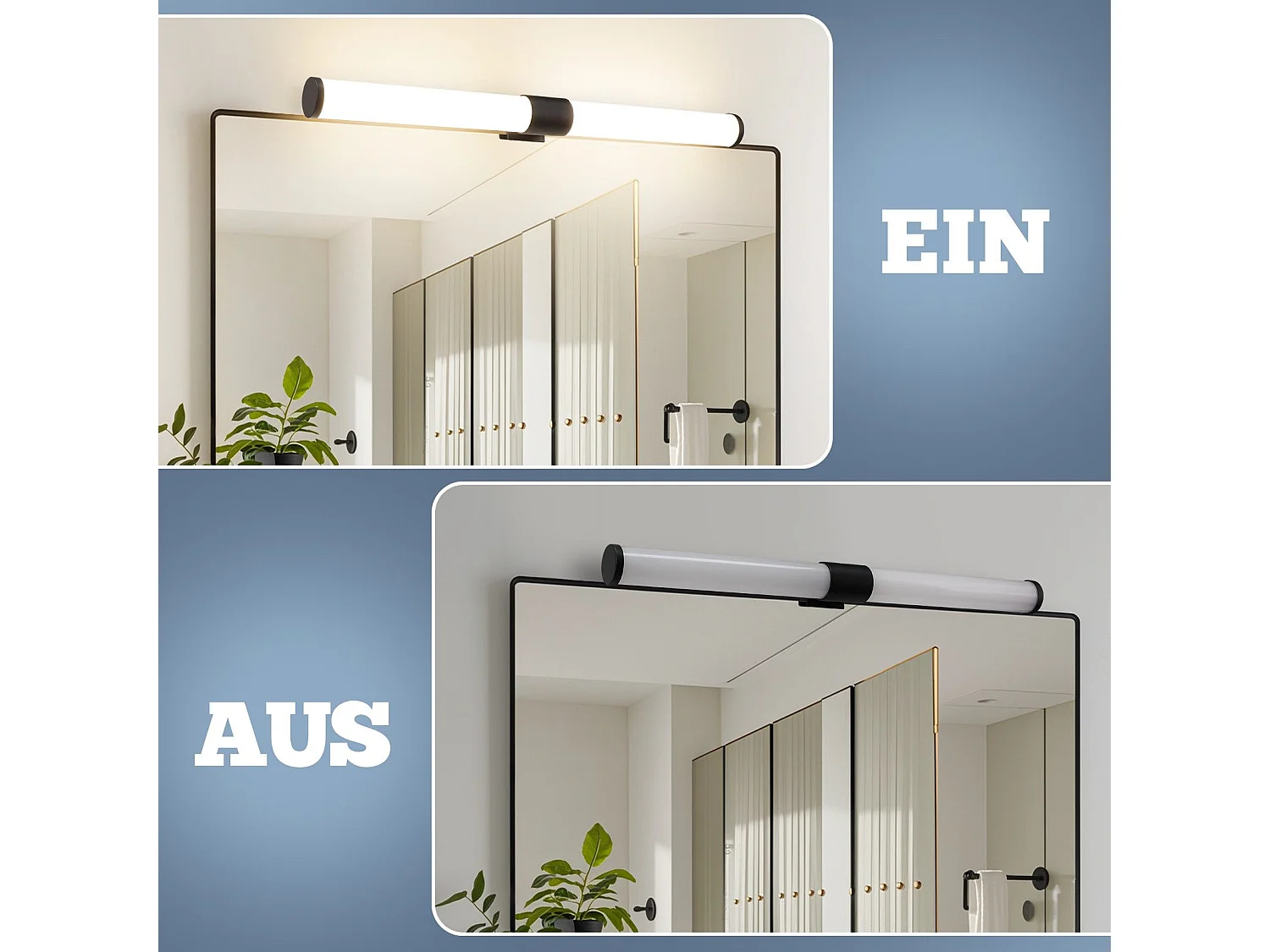 Lampe de miroir de salle de bain NETTLIFE LED - 40 cm, 6 W, IP44, 4 000 K