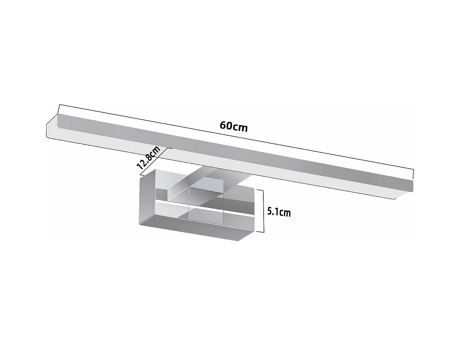 NETTLIFE Lustrzane światło LED do łazienki, kinkiet 12W, 4000K, 60cm